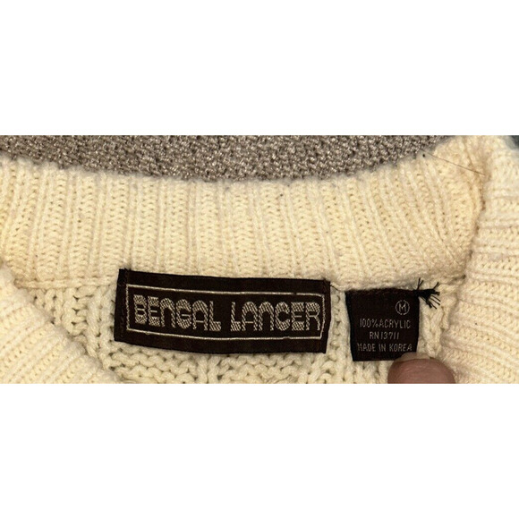 Vtg Bengal Lancer Cream Cable Knit Sweater Women’s M - Picture 5 of 6